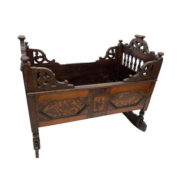 18th Century English Oak Childrens Cradle For Sale - Image 3 of 18