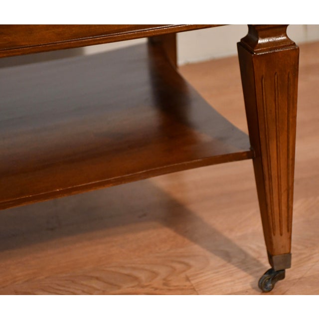 Brown 1930s English Regency Mahogany & Leather Top Coffee Table For Sale - Image 8 of 14