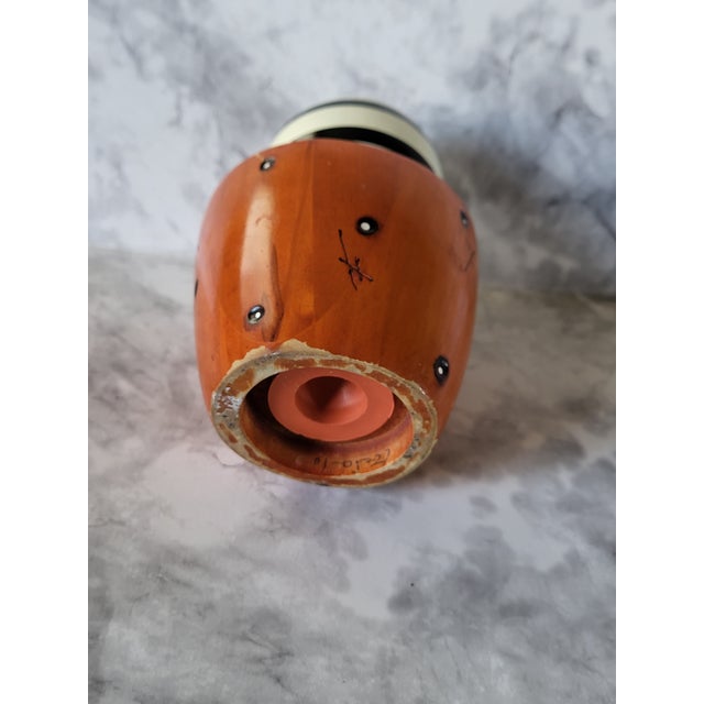 Early 20th Century Vintage Robert Wilhelm Wooden Ceramic Salt Shaker Signed For Sale - Image 5 of 9