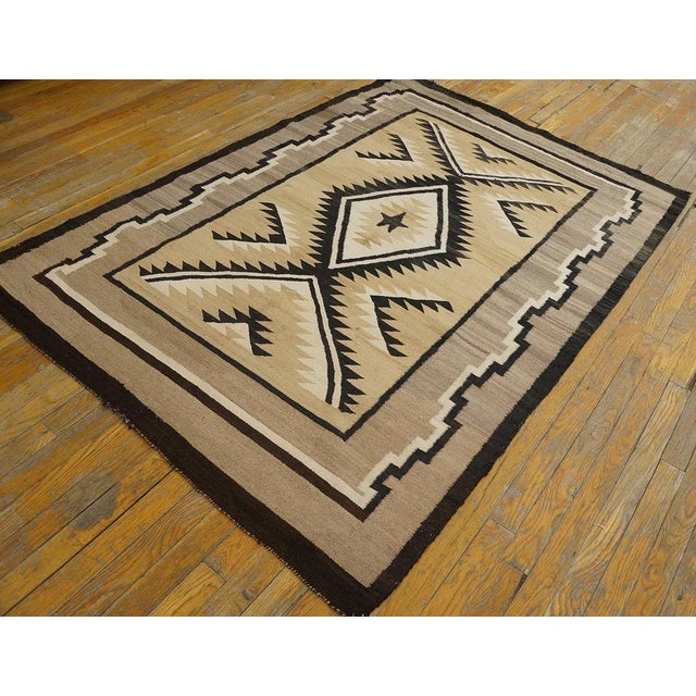 Early 20th Century American Navajo Carpet ( 4'2" x 5'10" - 127 x 178 ) Antique Navajo American Medallion Flat Weave Rug,...