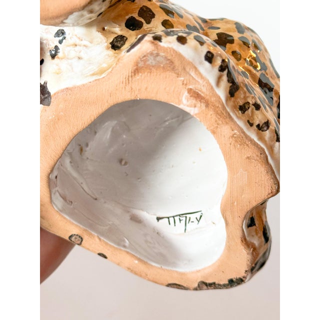 Italian Vintage Italian Hand Painted Terracotta Leopard Cub For Sale - Image 3 of 10