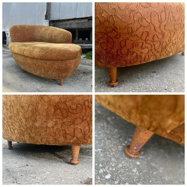 Modern Settee Chaise Upholstered Lounge | Style of Vladimir Kagan For Sale - Image 10 of 12