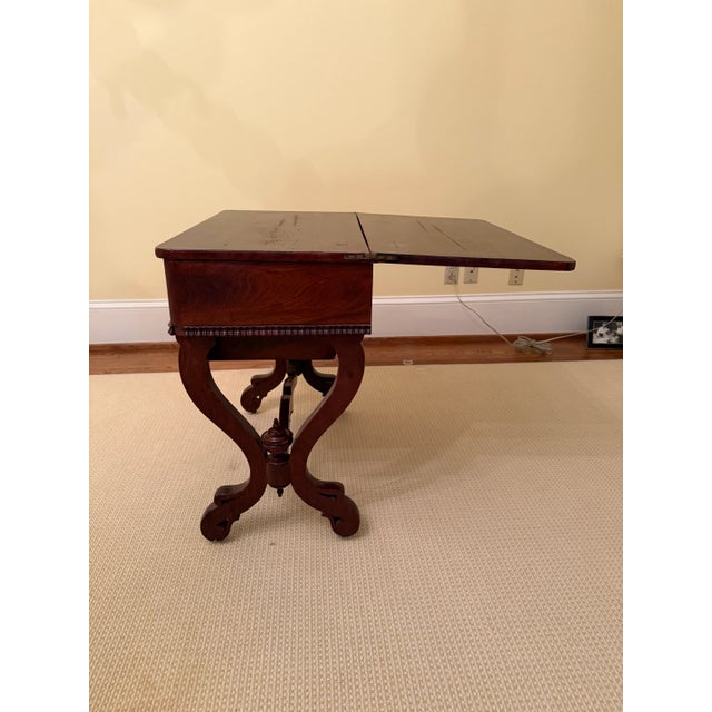 Early 20th Century Antique Sewing Table With Glass Top For Sale - Image 5 of 8
