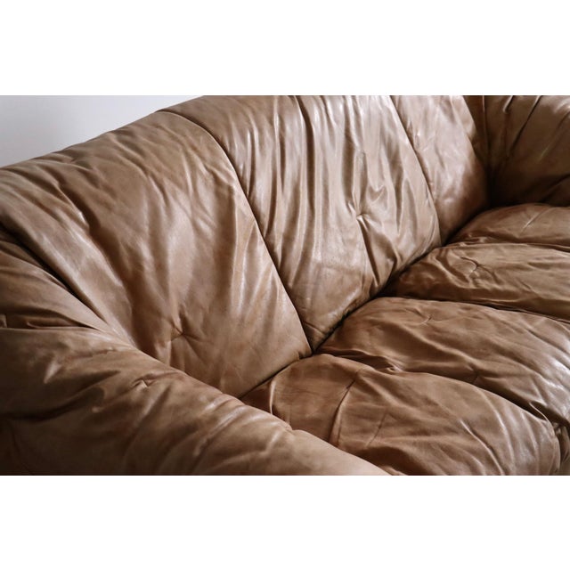 Tan Sloop Sofa in Cognac Leather by Michel Ducaroy for Ligne Roset, 1970s For Sale - Image 8 of 17