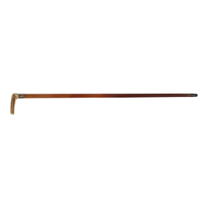 1876 English Malacca, Sterling, & Antler Walking Stick