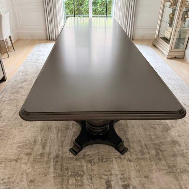 Exceptionally Long Three Pedestal Dining Table For Sale - Image 12 of 18