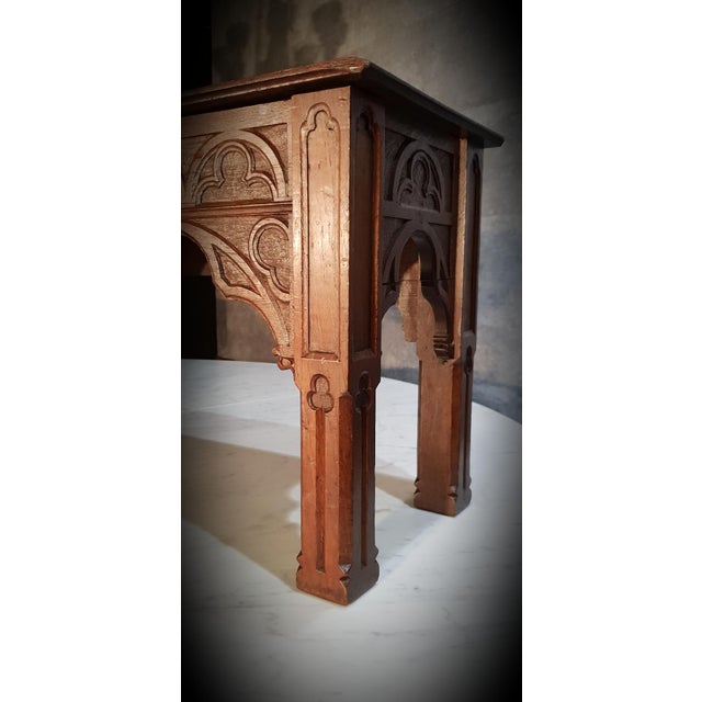 Wood Gothic Revival Oak Side Tables, Set of 2 For Sale - Image 7 of 10