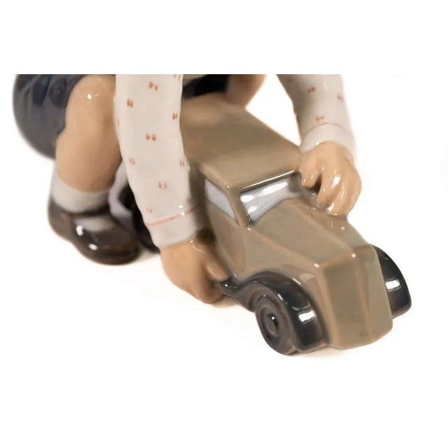 1950s Model 1166 Boy with Car Figurine in Porcelain by Dahal Jensen, Denmark, 1950s For Sale - Image 5 of 7