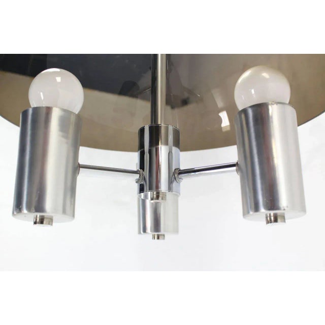 Mid 20th Century Mid-Century Modern Smoked Dome Chrome Light Fixture For Sale - Image 5 of 6