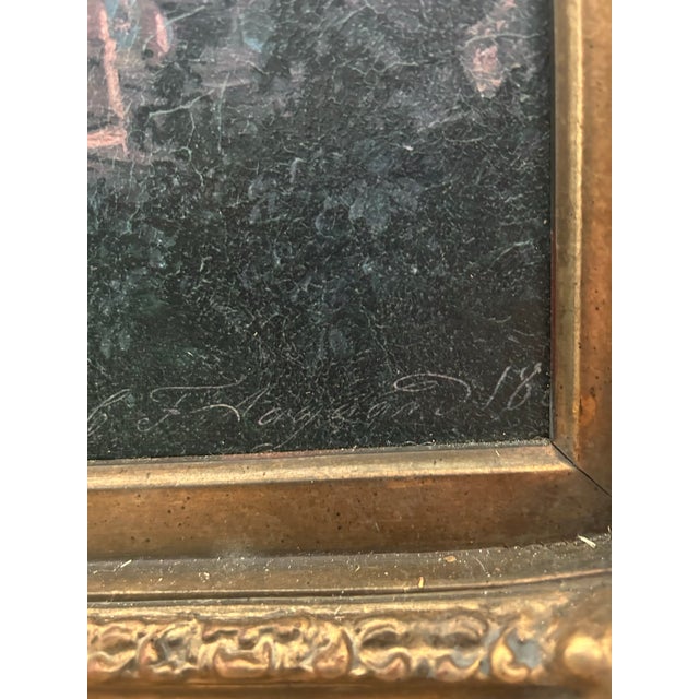 Gorgeous Framed Vintage Textured Canvas Italian Balcony Scene For Sale In Atlanta - Image 6 of 11