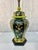 Wood 1970s Hand-Painted Hexagonal "Famille Noire" Ginger Jar Lamp - Turtle and Crane - Emerald & Gold Chinoiserie For Sale - Image 7 of 11