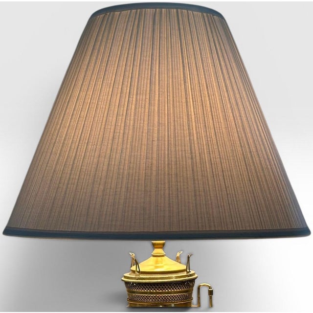 Antique Thomas B Adams and Sons Electrified Brass Oil Lamp For Sale - Image 11 of 13