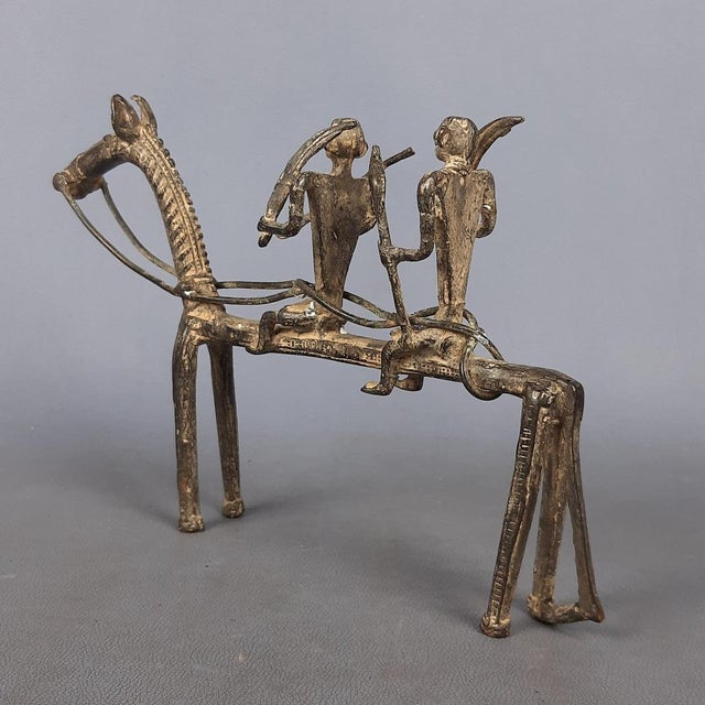 African Bronze Sculpture Horse with Warriors, Early 1900s For Sale - Image 5 of 14