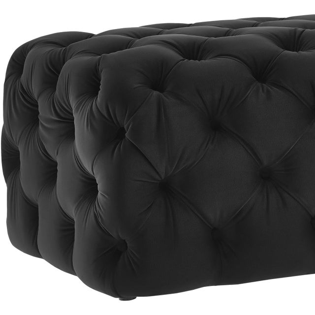Kaylee Jumbo Black Velvet Ottoman For Sale - Image 4 of 7