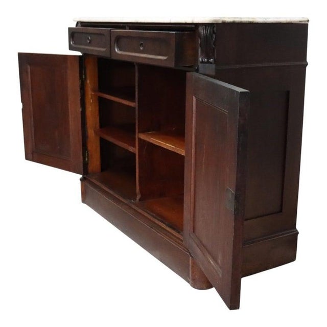 Late 19th Century Renaissance Revival Carved Walnut Marble Top Sideboard With Grape Clusters C1890 For Sale - Image 5 of 13