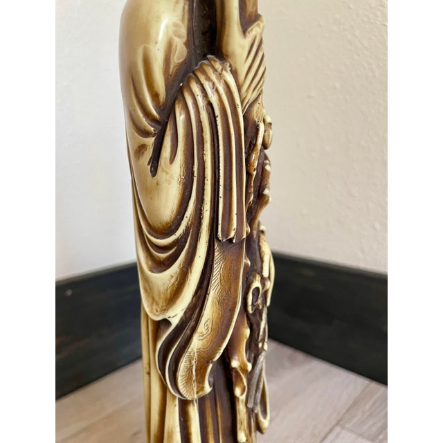 Plastic Vintage Carved Shou Lao God of Longevity Statue For Sale - Image 7 of 12
