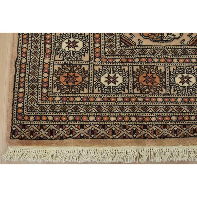 Bokhara Rug 5’2” X 8’1” Beige Wool Tribal Hand-Knotted Oriental Carpet For Sale - Image 9 of 12