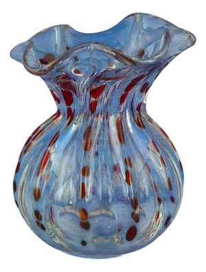 Antique Handkerchief Glass Vase with Red Spots by Johann Loetz, 1890s