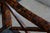 Wood Vintage Chinese Chippendale Faux Tortoise Shell Pierced Trellis Bench Arm Chair For Sale - Image 7 of 18