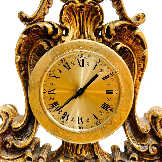 Mid 20th Century Large Scale Vintage Rococo Style Gilt Table Clock, German Movement For Sale - Image 5 of 11