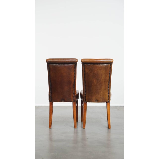 Sheepskin Dining Chairs with Decorative Nails, Set of 6 For Sale - Image 4 of 16