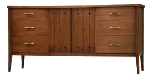 1960s Refinished Broyhill Saga 62” Walnut Dresser
