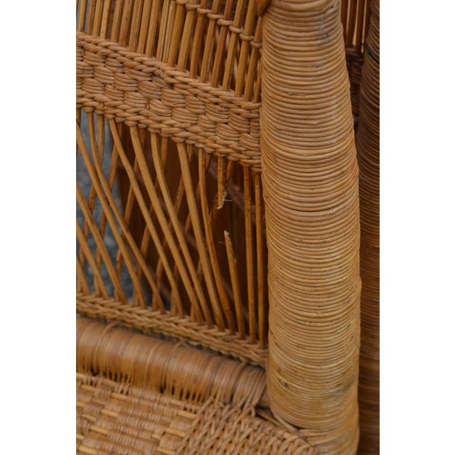 1970s Malawi Africa Handcrafted Tan Rattan Cane Woven Loveseat & 2 Chairs Set For Sale - Image 10 of 10