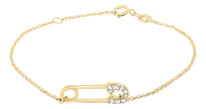 10K Yellow Gold 1/10 Cttw Diamond Paperclip Charm Adjustable Link Bracelet (J-J Color, I1-I2 Clarity) - 7.25 Inch