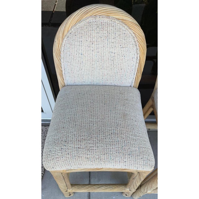 Wood Pencil Reed Art Deco Style Bar Stools From 80's/Set of 4 For Sale - Image 7 of 13