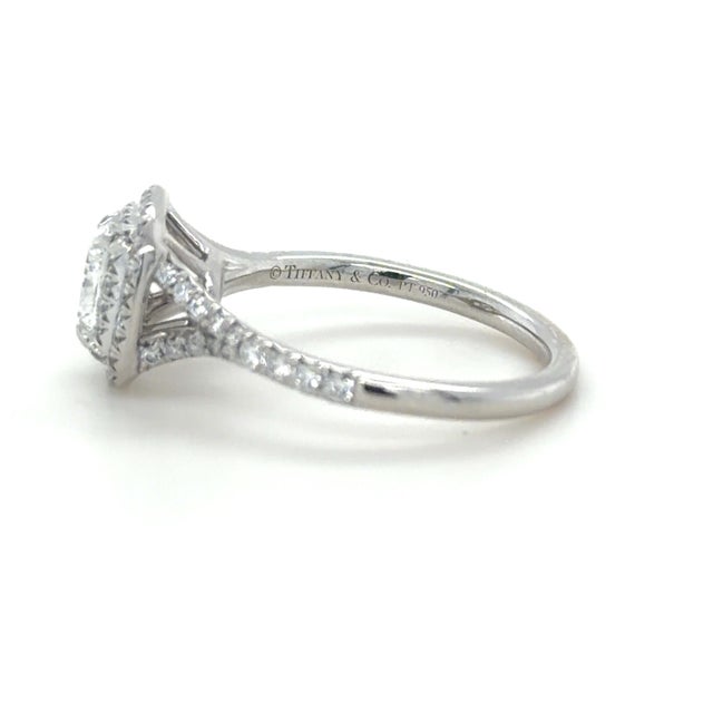 Metal Tiffany & Co. Soleste 1.00 CTTW Diamond Engagement Ring, Platinum, Size 6 For Sale - Image 7 of 9