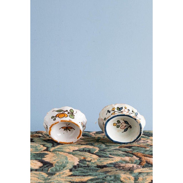 18th Century Floral Salt Pigs from Rouen Faience, Set of 2 For Sale - Image 3 of 7