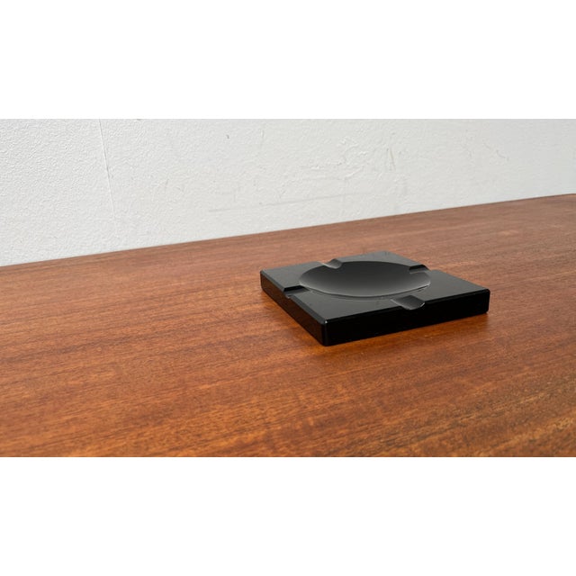 Glass Vintage Black Glass Ashtray, 1980s For Sale - Image 7 of 15