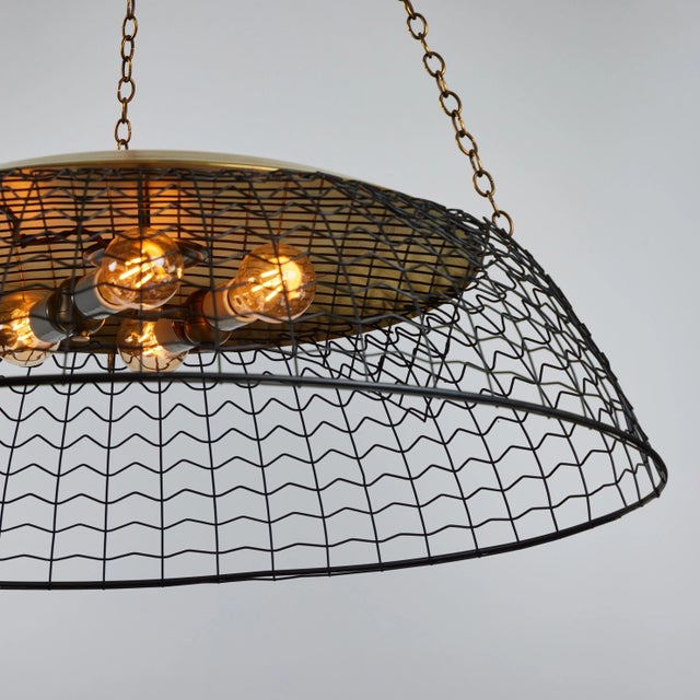 Vintage Wire Basket Pendant Light For Sale - Image 4 of 8