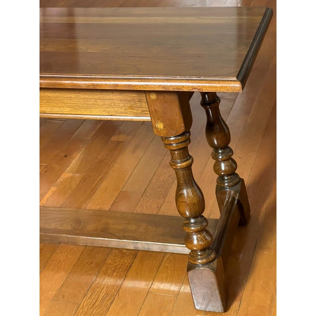 Brown Harden Furniture Country English Style Cherry Wood Bench With Splayed Legs, 20th C. For Sale - Image 8 of 14