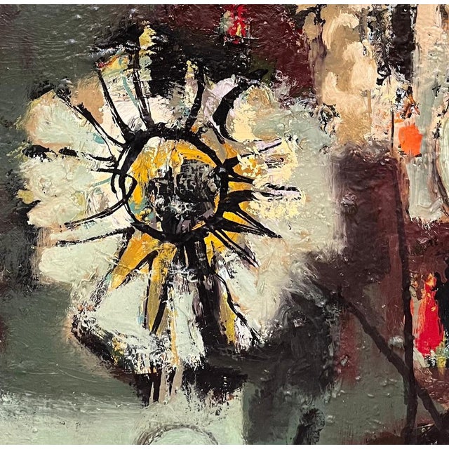 Frank Chabry, Flowers in a Vase, Oil on Canvas, 1968 For Sale - Image 5 of 10