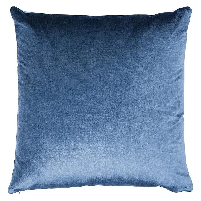 Traditional Schumacher Venetian Silk Velvet 22" Pillow in Cadet For Sale - Image 3 of 3