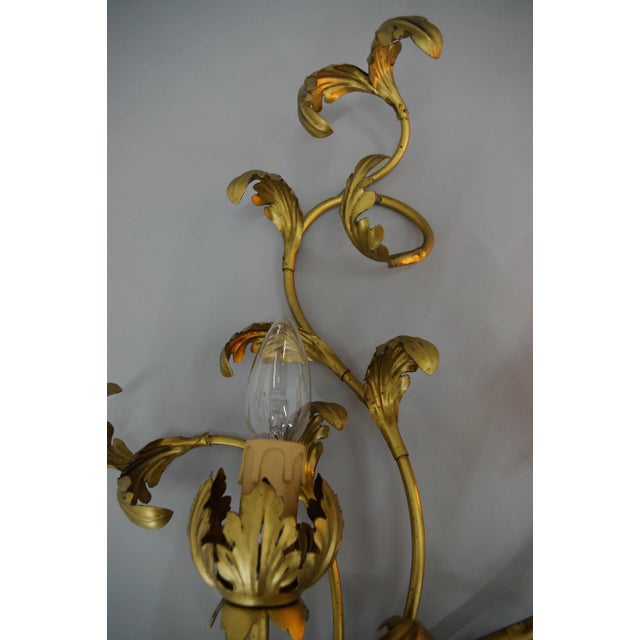 Gilt Wall Lamps, Italy, 1960s, Set of 2 For Sale - Image 11 of 13