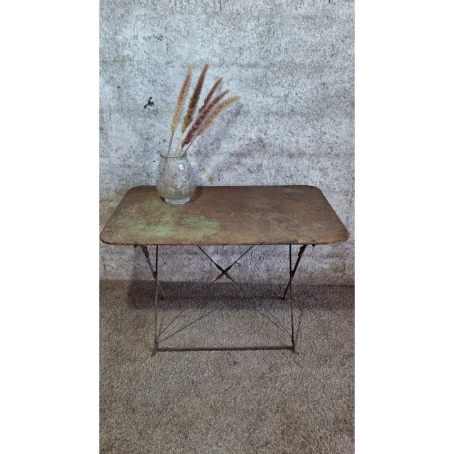 Early 20th Century Iron Folding Bistro Garden Table For Sale - Image 4 of 9