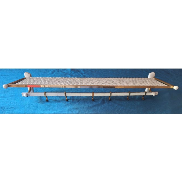 Mid-Century Modern Coat and Hat Rack in Brass and Perforated Metal attributed to Mathieu Mategot, 1960s For Sale - Image 3 of 6