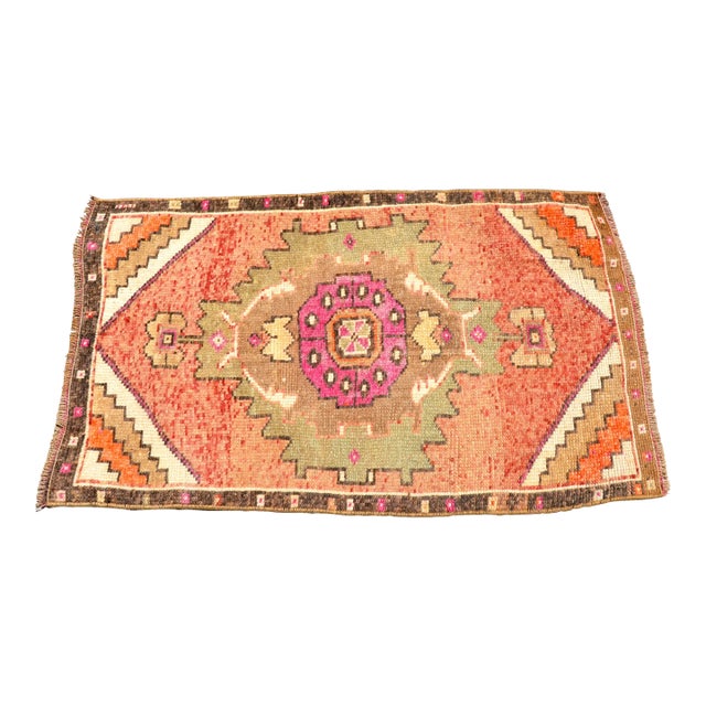 Vintage Orange Oushak Rug For Sale