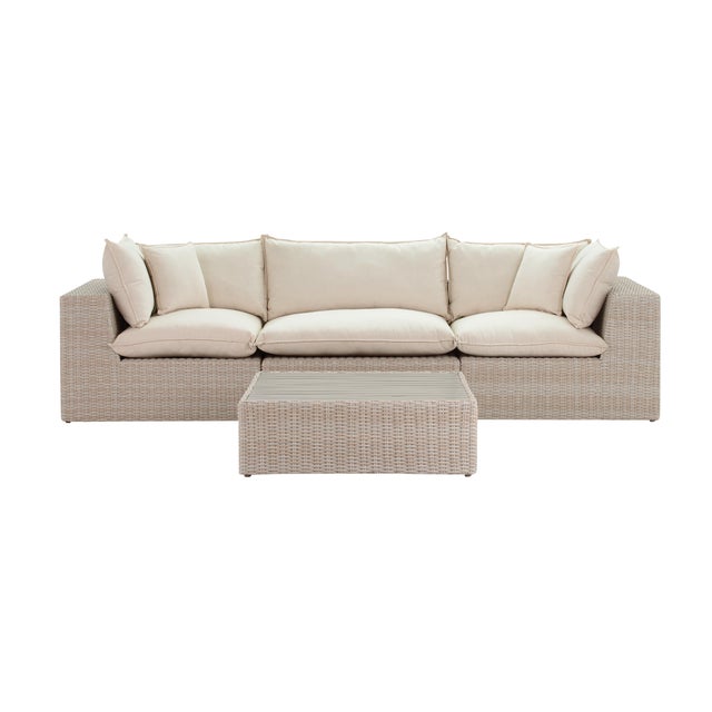 2020s Cali Natural Wicker Outdoor Modular Sofa For Sale - Image 5 of 9