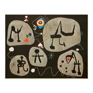 1940s After Joan Miró, "Woman Listening to Music" First Edition Swiss Offset Lithograph For Sale