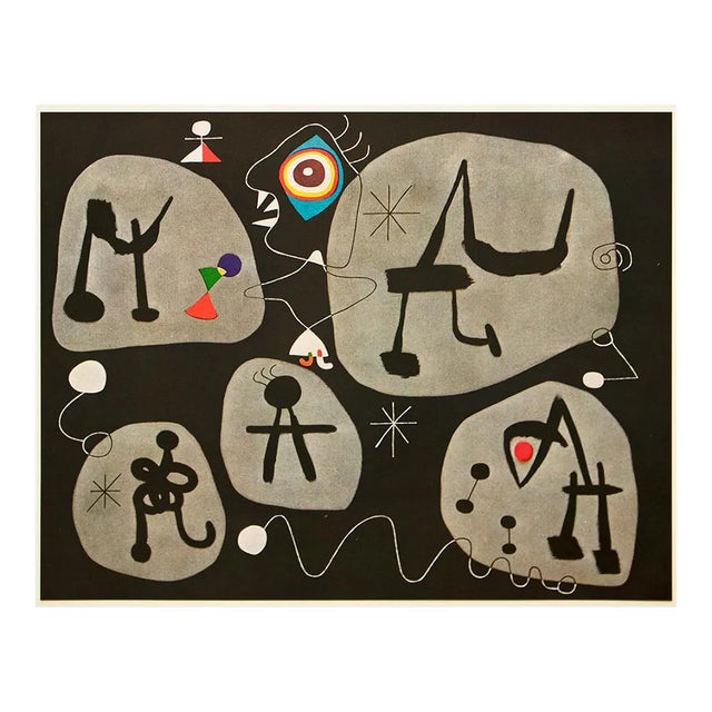 1940s After Joan Miró, "Woman Listening to Music" First Edition Swiss Offset Lithograph For Sale