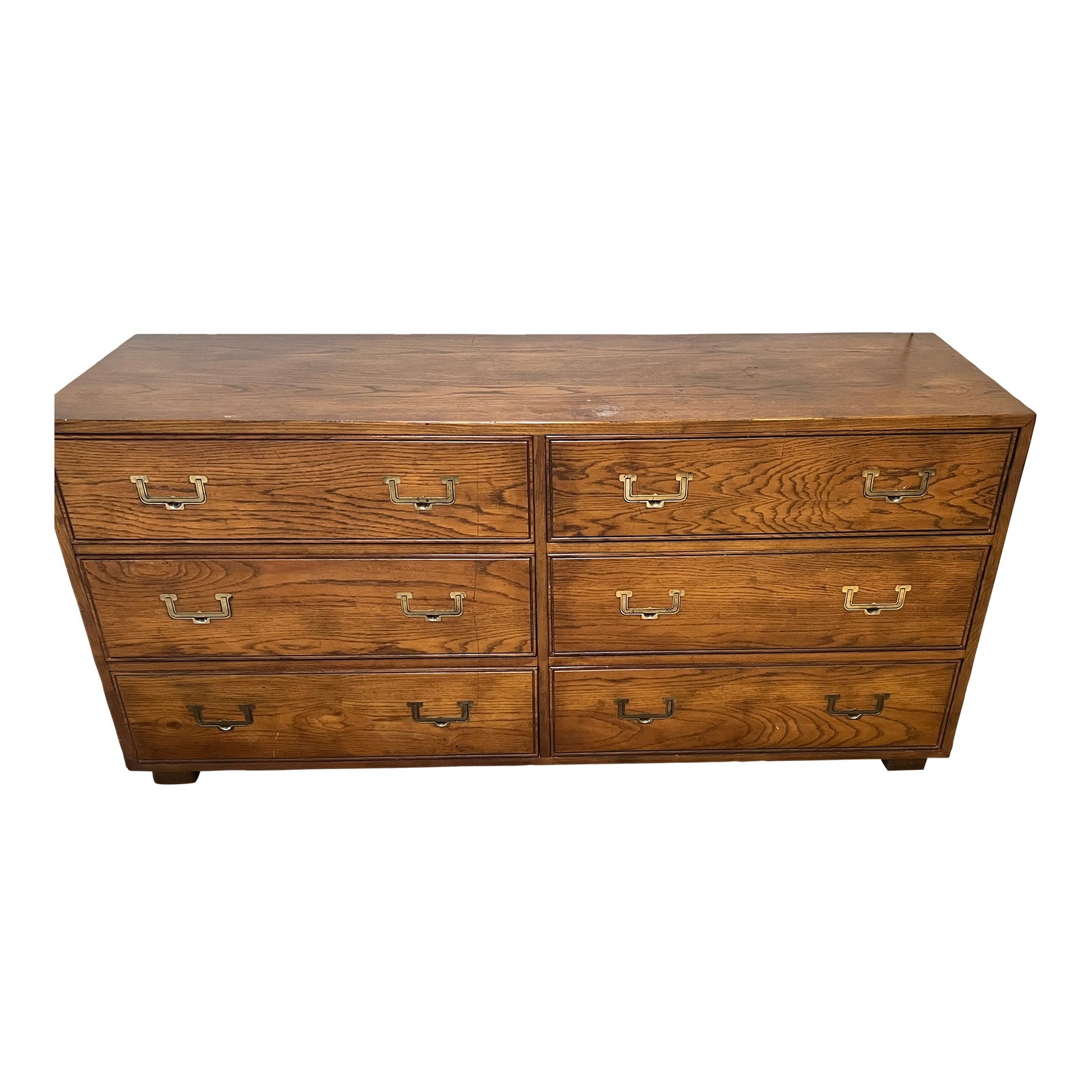 1950s Henredon Vintage Campaign Style Dresser 6 Drawer With Brass Pulls ...