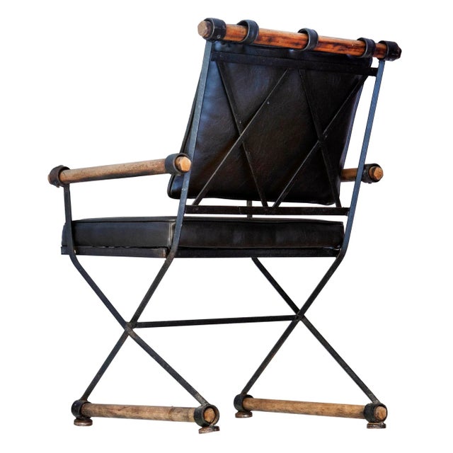 Cleo Baldon 1970s Mid-Century Modern Cleo Baldon Campaign X Chair With Arms For Sale - Image 4 of 8