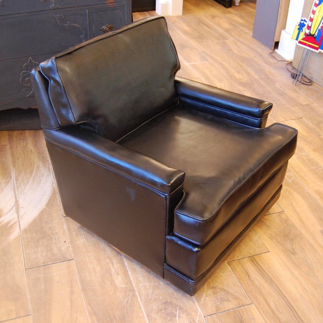 MidCentury Black Vinyl Club Chair Chairish