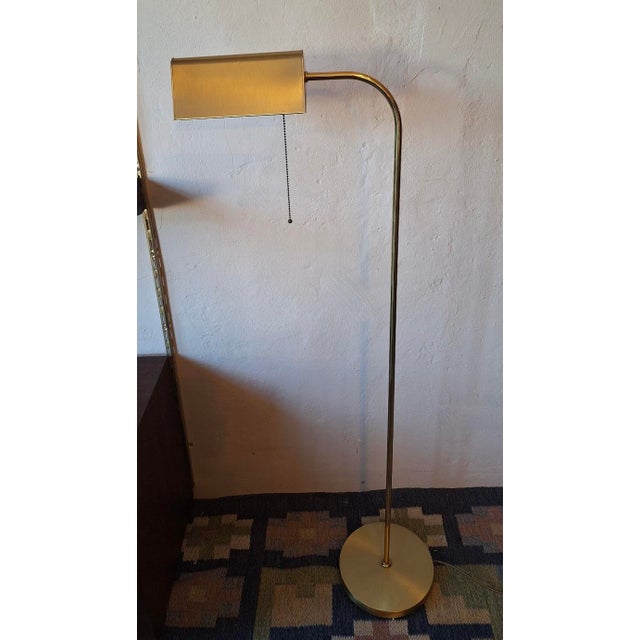 Metal Mid-Century Modern Brass Bankers Adjustable Floor Lamp, 1970s For Sale - Image 7 of 12