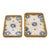 Set of Two Blue Flower Rattan Mother-of-Pearl Inlaid Rectangular Trays For Sale