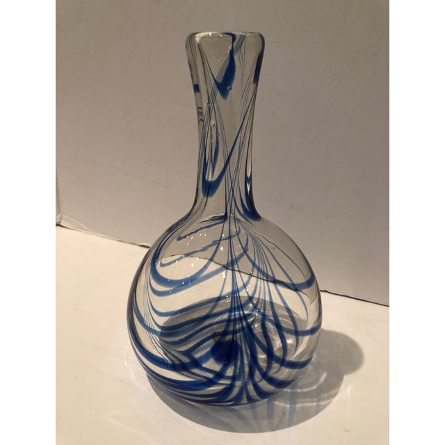 Blue Swirl Art Glass Vase Chairish