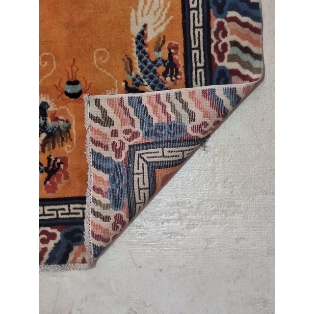 Vintage Chinese Dragon Rug, Hand Knotted Wool Tibetan Style Chinoiserie Accent Rug 5'8" X 3' For Sale - Image 4 of 9